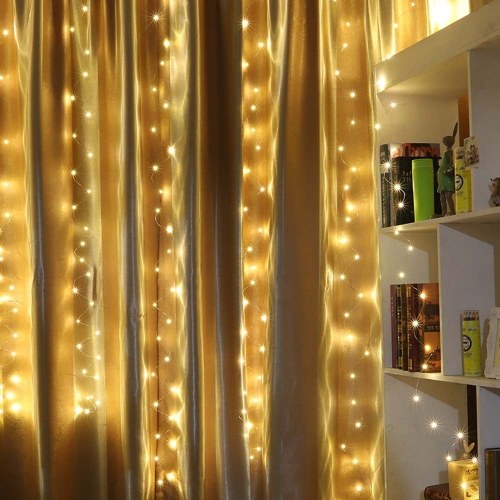 Luci per tende Luci per fiabe alimentate tramite USB Corde impermeabili a 8 modalità Luci scintillanti per feste Camera da letto Matrimonio Decorazioni murali San Valentino