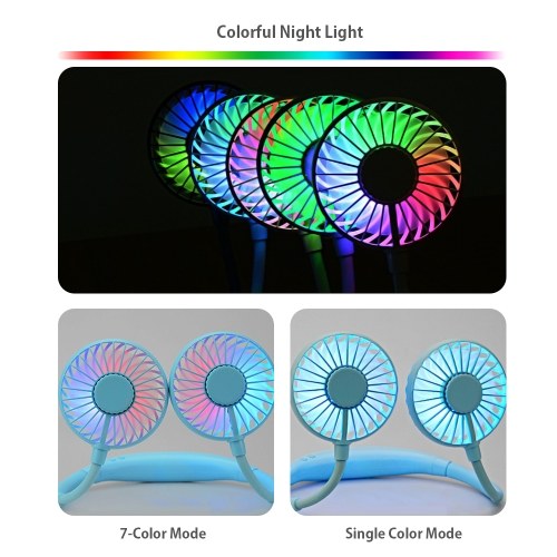 

Hanging Neck Fan with Aromatherapy Mini Bendable Wearable Sports Fan Portable & Rechargeable Desktop Cooling Fans 3 Gears Wind 7-Color LED Light for Home Office Travel Exercise