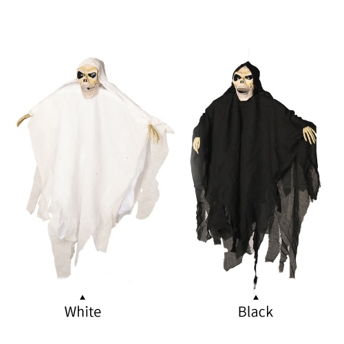 

21 Inch Halloween Ghost Hanging Decoration Voice Control Scary Creepy Flying Skull Ghost with Red LED Light Eyes Ornament Halloween Gift for Indoor Outdoor Halloween Party Festivals Decor