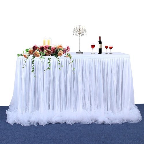 

Handmade Tulle Table Skirt Tablecloth Decorative Tableware Cloth