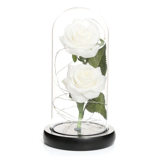 

Artificial Rose in Glass Dome with Gift Box with LED Lights