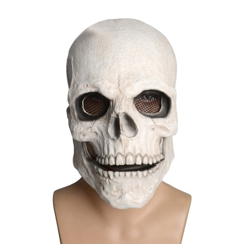 

Full-Head Skull Face Cover Hel-met H-alloween Party Prop Creepy Skeleton Headgear With Movable Jaw