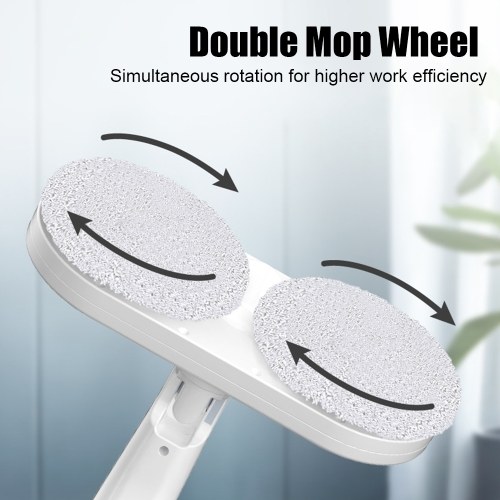 Cordless Electric Mop Dual-Motor Low Noise Electric Spin Mop with Transparent Water Tank for Tile Hardwood Marble 