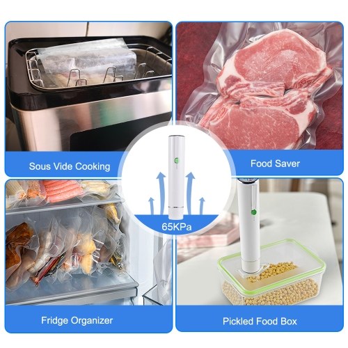 Handheld Vacuum Sealer Machine Portable USB Type-C Charging Cordless 2-in-1 Automatic Food Vacuum Saver Sealer and Vacuum Sealer Bags with Sealing Bags for Food Storage and Preservation 