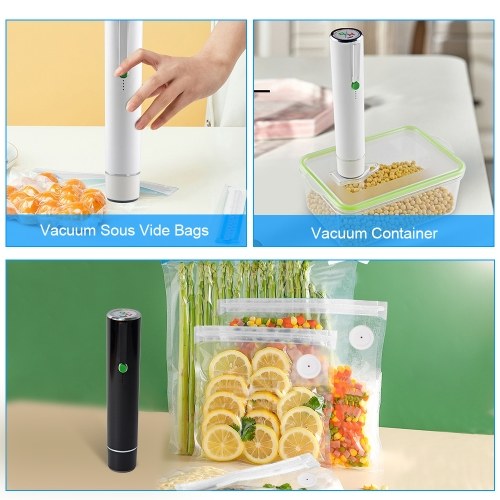 Handheld Vacuum Sealer Machine Portable USB Type-C Charging Cordless 2-in-1 Automatic Food Vacuum Saver Sealer and Vacuum Sealer Bags with Sealing Bags for Food Storage and Preservation 