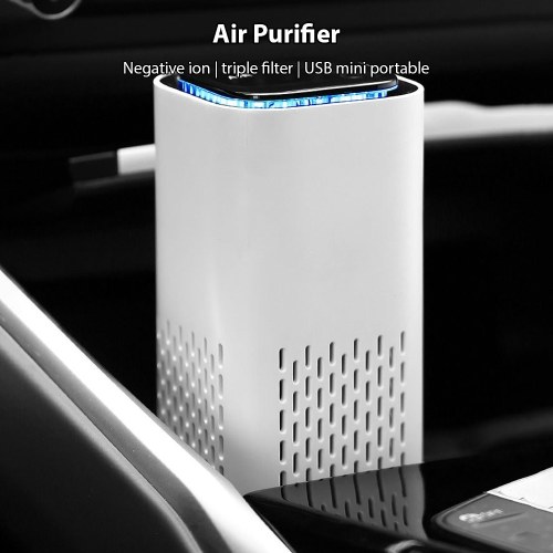 Air Purifier for Home Bedroom Portable Car Negative Ion Air Cleaner with Atmosphere Light Touch Control Type-C Power Supply Small Travel Air Purifier for Office Living Room 
