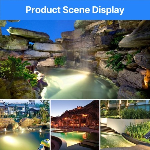 

Set of 6 Warm White Solar Pond Lights LED Submersible Fountain Lights IP68 Waterproof Underwater Landscape Spotlights with 3 Light Modes Adjustable Head for Pond Fountain Pool Garden Yard Decoration