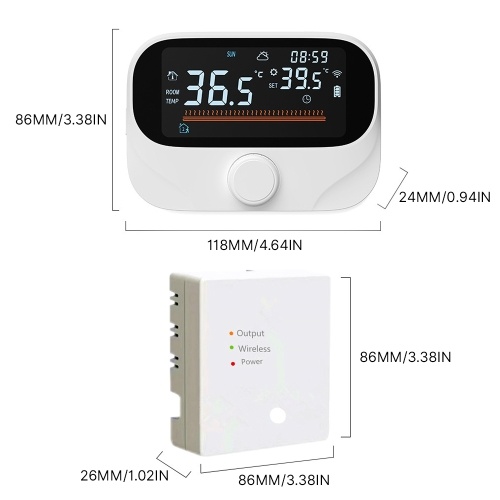 Smart Thermostat for House Boiler Heating RF433 WiFi AC Thermostat 980ft Wireless Distance APP and Voice Control LED Digital Touch Screen Programmable Thermostat with Weather Report Adjustable Knob