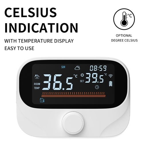 Smart Thermostat for House Boiler Heating RF433 WiFi AC Thermostat 980ft Wireless Distance APP and Voice Control LED Digital Touch Screen Programmable Thermostat with Weather Report Adjustable Knob