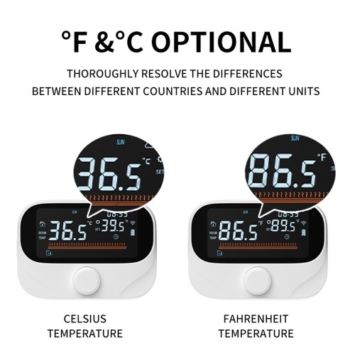 Smart Thermostat for House Boiler Heating RF433 WiFi AC Thermostat 980ft Wireless Distance APP and Voice Control LED Digital Touch Screen Programmable Thermostat with Weather Report Adjustable Knob