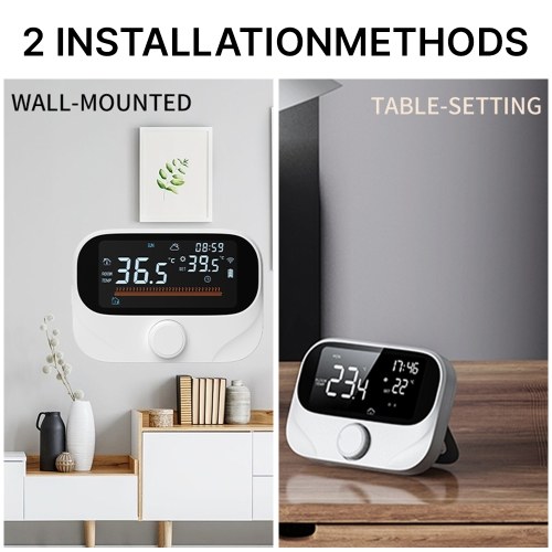Smart Thermostat for House Boiler Heating RF433 WiFi AC Thermostat 980ft Wireless Distance APP and Voice Control LED Digital Touch Screen Programmable Thermostat with Weather Report Adjustable Knob