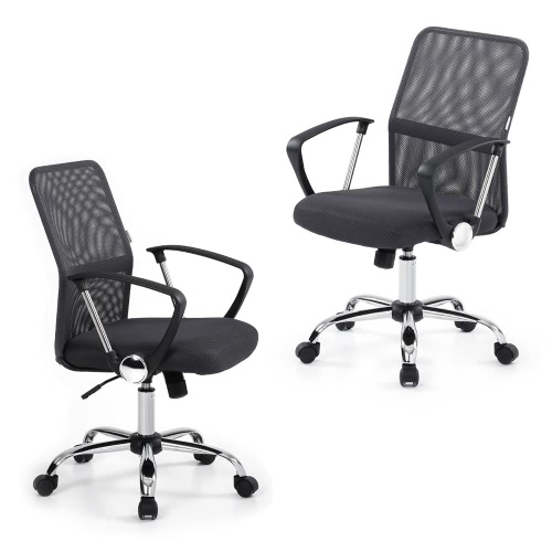 iKayaa Ergonomic Adjustable Mesh Office Executive Chair Stool 360°Swivel Computer Task Chair Office Furniture