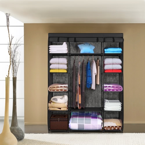 iKayaa Portable Closet Fabric Clothing Storage Wardrobe Cabinet