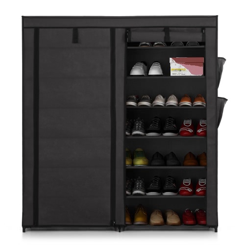 

IKayaa Classic Portable 7 Tier Fabric Shoes Шкаф для стойки Нетканый Zip Up Standing 50 Pair Boots Shoes Организатор хранения