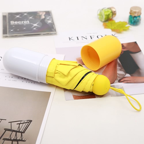

Creative Quality Capsule Mini Pocket Umbrella 5-Folding Anti-UV Umbrellas Women Men Compact Ultra Protective with Waterproof Case