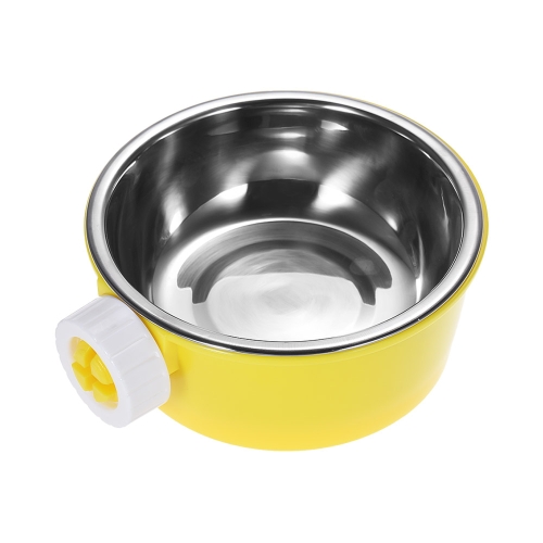 

Pet Dog Cat Hamster Cage Hanging Bowl Non-slip Feeder Water Food Feeder Bowl Stainless Steel and Plastic Dish
