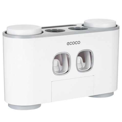 Porte-brosse à dents mural ecoco avec 2 distributeurs de dentifrice 4 tasses et 5 fentes pour brosse à dents