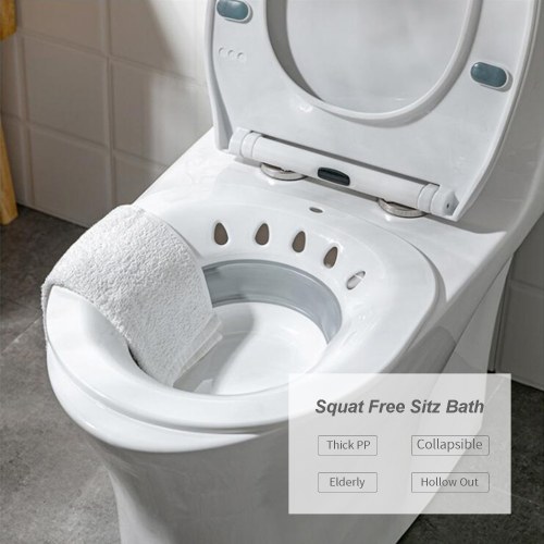 Sitz Bath for Toilet Collapsible Seat Sitz Foldable Squat Free Sitz Bath Folding Sitz Reusable Toilet Sitz Bath Tub Hip Basin for Patient Elderly Postpartum Care Wounds Hemorrhoids Pregnant Woman Perineal Care