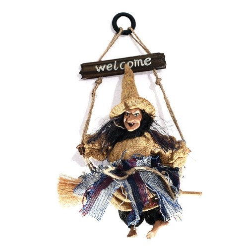 

Halloween Welcome Wood Plaque Hanging Witch Decoration Witch