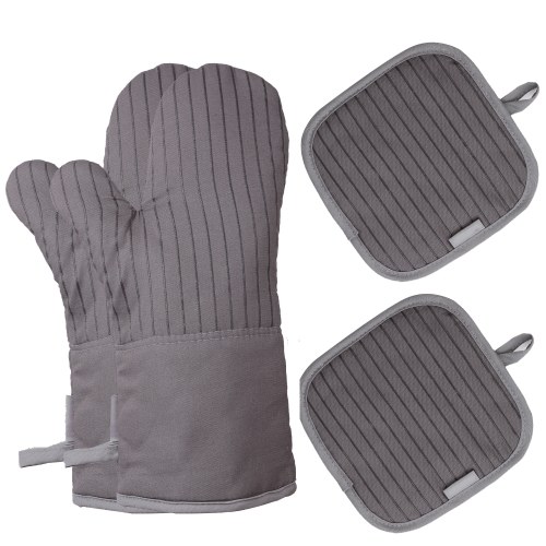 Coton Silicone Gants de cuisinier résistants à la chaleur Gants de barbecue non glissants Gants de cuisiniers de cuisiniers de cuisinier 1 paires de cuisiniers de cuisiniers 2 porte-pots