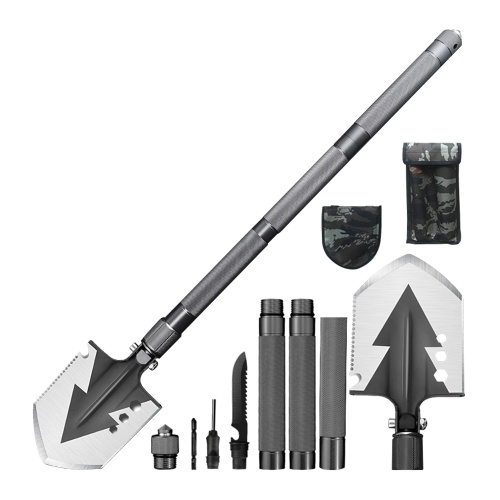 

Folding Shovel With Knife Screwdriver Pocket Tactical Multitool Shovel Kit Stainless Steel Multi-Purpose Shovel for Outdoor Camping Fishing Hunting