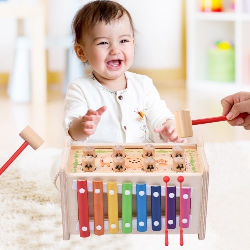 

Kids Wooden Hammering Pounding Toy Musical Xylophone Music Instrument Toy with Mallets for Boys Girls Over 3 Years Old