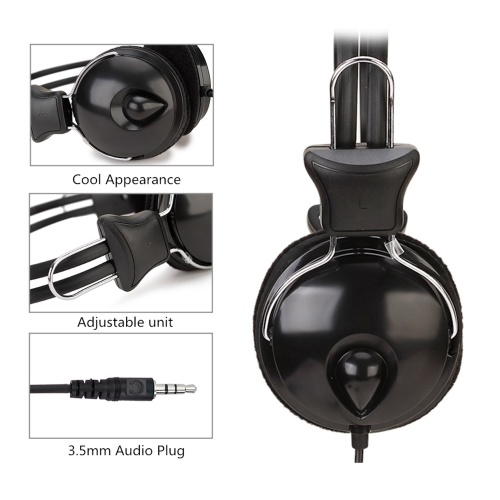 Over-ear Headphones Earphones with Cable 3.5mm Plug for Computer Laptop Music Listening Game Video Watching 