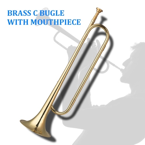 

Brass C Bugle Call Gold-Plated Trumpet Cavalry Horn with Mouthpiece (18.7 Inch)