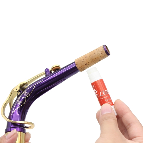 LADE 5-in-1 Aluminum Alloy Mute Mouthpiece Patch Bamboo Reed Cleaning Cloth Cork Grease Accessories Kit for Soprano Saxophone Sax