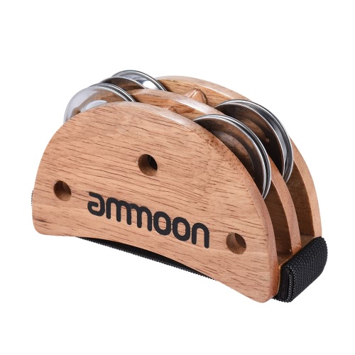 ammoon Elliptical Cajon Box Drum Companion Accessory Foot Jingle Tambourine