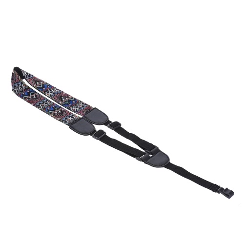 Clip On Adjustable Ukelele Strap Neck Sling Soft Cotton with Sound Hole Hook Geometric Pattern