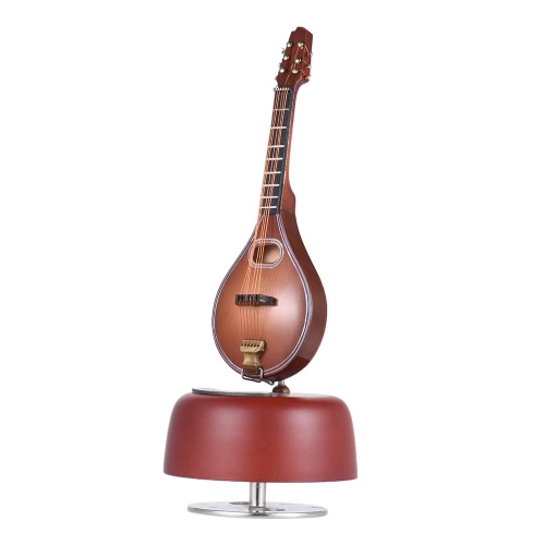 Classical Wind Up Mandolin Music Box Rotating Musical Base Instrument Miniature Replica Artware with Case for Birthday/Valentine/Mother's Day/Father's Day Gift