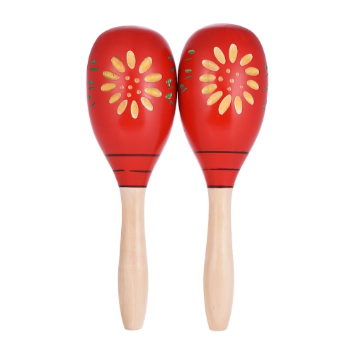 

Wooden Carved Maracas Rumba Shakers Rattles Sand Hammer