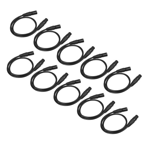 

ammoon 1m/ 3.3ft XLR Male to Female Cable Cord Straight Plugs Black for Microphone Mixer Loudspeaker Amplifier Equalizer, 10-Pack
