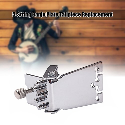 

Guitar Accessories Zinc Alloy Guitar Tailpiece Replacement with Spring Action Cover for 5 String Banjo Plate