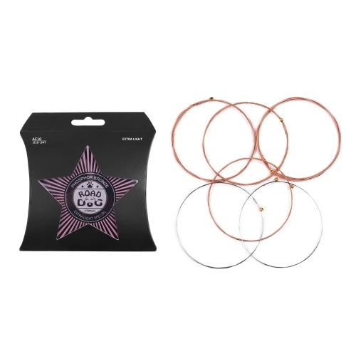 AC10 Guitar Strings for Acoustic Folk Guitars 6pcs String Set Anti-Oxidation Protective Coating Phosphor Bronze Winding Extra Light