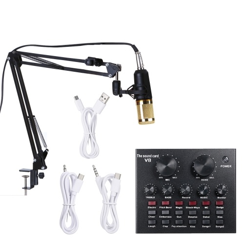 

Multifunctional Live Sound Card and BM800 Suspension Microphone Kit