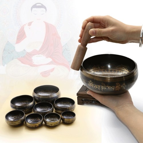 

Handmade Buddha Tibet Struck Bowl Ritual Music Therapy Copper Chime Tibetan Singing Bowls