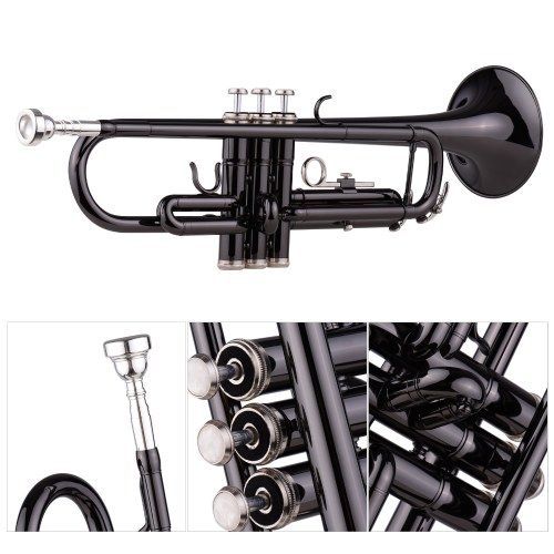 Brass Plated Black Bb Trumpet Set for Beginner Student 