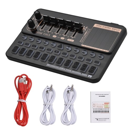 SK500 Portable Live Sound Card Voice Changer Device Audio Mixer Built-in Multiple Sound Effects Rechargeable Battery BT Connection for Smartphone Computer Live Streaming Online Singing Chatting Game Karaoke
SK500 Portable Live Sound Card Voice Changer Device Audio Mixer Built-in Multiple Sound Effects Rechargeable Battery BT Connection for Smartphone Computer Live Streaming Online Singing Chatting Game Karaoke