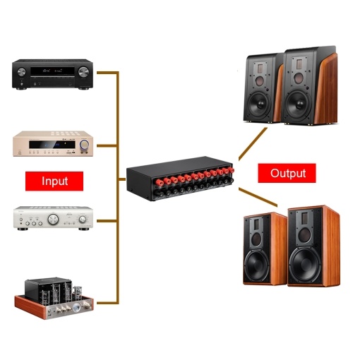 LYNEPAUAIO 4 In 2 Out Audio Switcher Audio Signal Selector Distributor Splitter Box 
