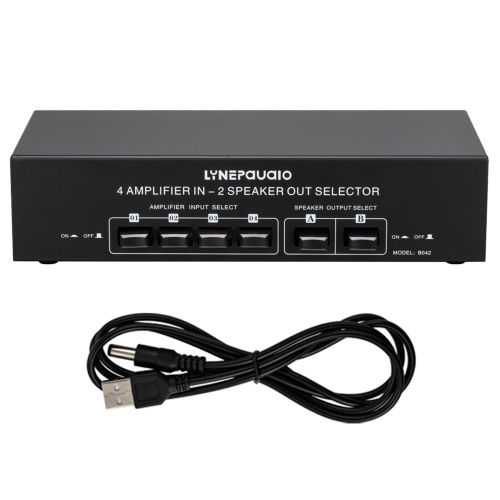 LYNEPAUAIO 4 In 2 Out Audio Switcher Audio Signal Selector Distributor Splitter Box 