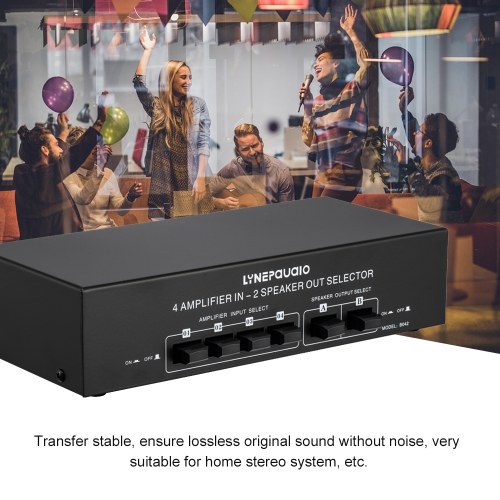 LYNEPAUAIO 4 In 2 Out Audio Switcher Audio Signal Selector Distributor Splitter Box 