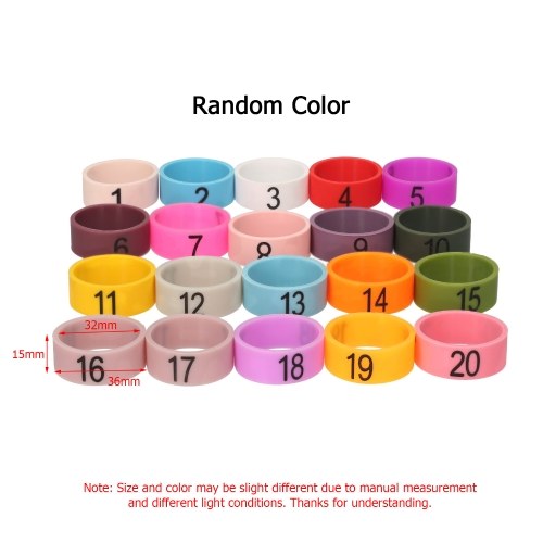 20 PCS Microphone Colored ID Rings Number 1 to 20 Multicolor Soft Silicone Ring for Distinguishing Different Microphones (Random Color) 