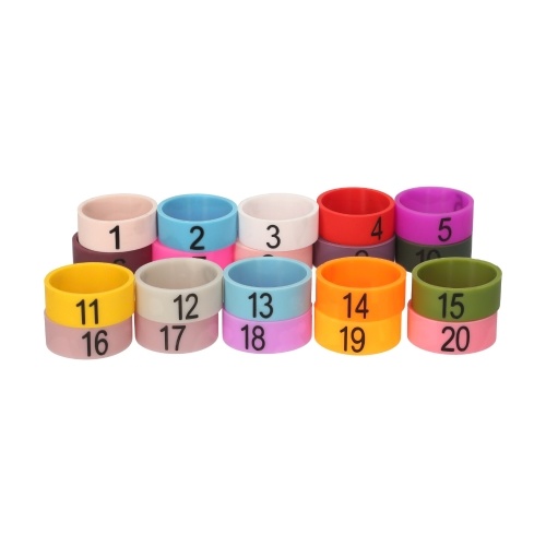 20 PCS Microphone Colored ID Rings Number 1 to 20 Multicolor Soft Silicone Ring for Distinguishing Different Microphones (Random Color) 