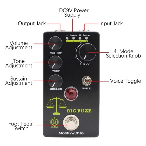 MOSKYAudio FUZZ Guitar Effect Pedal - BIG FUZZ 