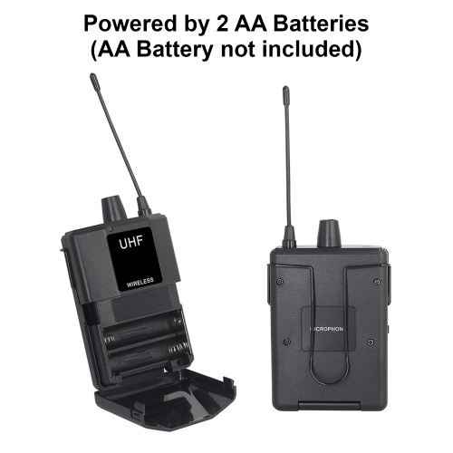 Wireless Microphone Professional UHF Wireless Mic System Handheld Dual Microphone with Receiver Wearable Transmitter Headworn and Lavalier Microphones 