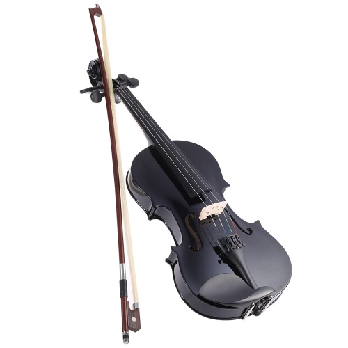 ammooon 1/2 Student Violin Metallic Black Equipped with Steel String w/ Arbor Bow + Case for Beginners Music Lovers