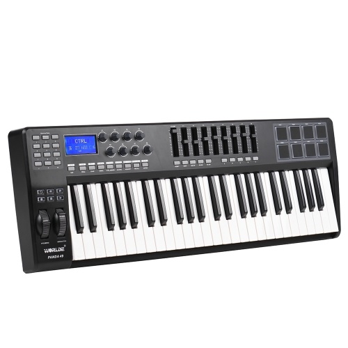 WORLDE PANDA49 Portable 49-Key USB MIDI Keyboard Controller 8 RGB Colorful Backlit Trigger Pads with USB Cable