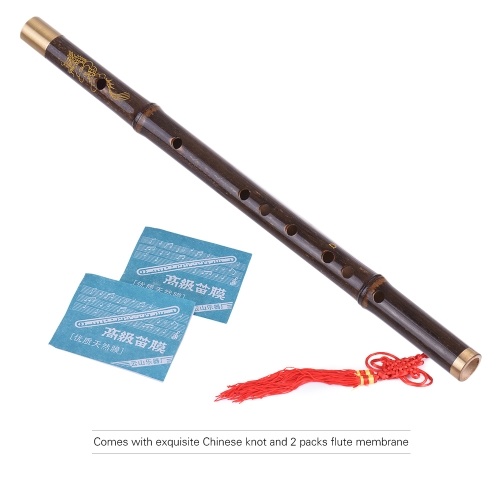 

Professional Black Bamboo Dizi Flute Traditional Handmade Chinese Musical Woodwind Instrument Key of C Study Level